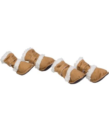Pet Life 'Duggz' Shearling Dog Shoes - Winter Dog Boots with Dual Hook-and-Loop enclosures for Ankle Support - Set of 4 Shoes for Dogs Beige X-Large