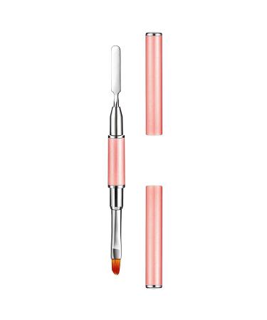 2-Part Nail Gel Brush Set | 2-in-1 Polymer Gel Tool - UV/LED Nail Art & Extensions - Pink Spatula & Brush Combo - Buy Online on GoSupps.com