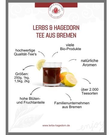  Lerbs & Hagedorn Lerbs & Hagedorn Rooibos Tea Prince Fairytale | Raspberry 2 kg approx. (162 liters) Rooibos green red rose petals lavender flowers - Buy Online on GoSupps.com