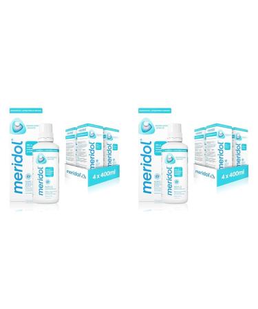 Meridol gum protection mouthwash mouthwash with antibacterial effect for healthy teeth and healthy gums without alcohol 8 packs 400ml bottles 400 ml (8 Pack) 4 x 400 ml of mouthwash (bottles in the box)