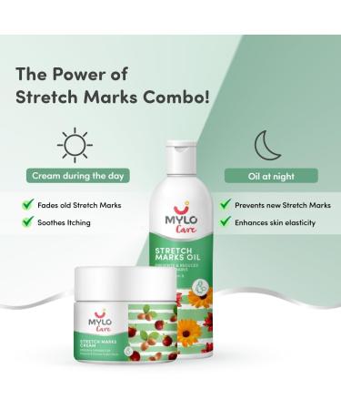 Stretch Marks Combo - 100ml Oil & Cream | Natural Skin Care for Scar Removal & Skin Brightening with Argan Oil & Shea Butter - Buy Online on GoSupps.com