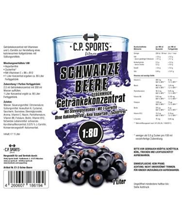 C.P.Sports Sugar-Free Blackberry Beverage Syrup - 1L Sports Drink Concentrate with Vitamins & Pump Dispenser - International Shipping Available - Buy Online on GoSupps.com