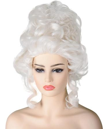 Women's Renaissance Marie Antoinette Wig Medieval 18th Century Colonial Curly Wave Hair Halloween Party Cosplay Accessories (White) - Buy Online on GoSupps.com