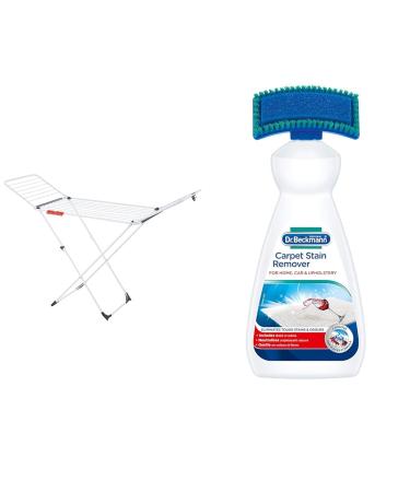 Vileda Extra X-Legs Clothes Airer Indoor Clothes Drying Rack with 20m Washing Line White & Dr. Beckmann Carpet Stain Remover | Removes New and Dried-in Stains | Includes Applicator Brush