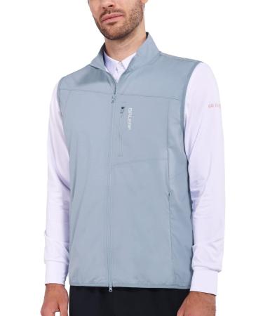 BALEAF Men's Golf Vest Lightweight Sleeveless Running Stretch Breathable Running 5 Zip Pockets Windproof Hiking Outwear Blue Small