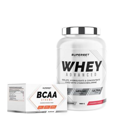 SUPERSET NUTRITION Superset Nutrition - Programme Muscle Recovery - 100% Whey Proteine Advanced 900g Fraise Yogourt - Bcaa Xtreme