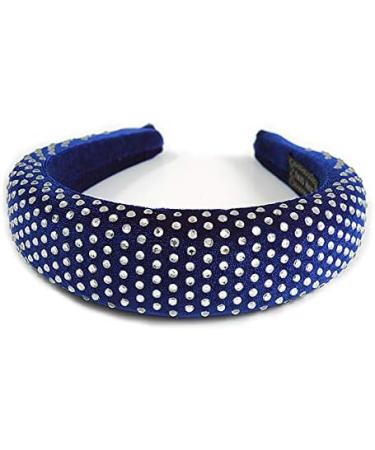 Retro Thicken Padded Velvet Diamante Wide Chunky Hair Band/HeadBand/Alice Band in Blue - Buy Online on GoSupps.com