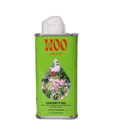WOO World of Oils Certified Organic Coconut Oil 100% Pure Cold-Pressed Fair Trade | Face Body Hair & Cuticles | Deeply Moisturizing Soothes Dry Skin | 3.4 oz