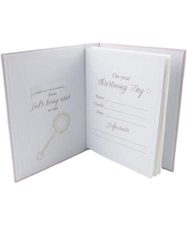 Pink Faux-Silk Christening Photo Album with Double Bow and Silver Plated Cross - Holds 60 6x4 Pictures - Ideal Gift for Baby Girl - Buy Online on GoSupps.com