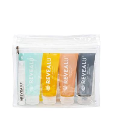 RevealU Skin Care Kit Alcohol Free Fragrance Free Face and Body Water Gel Moisturizer Gentle Gel Exfoliator Paraben Free Oil Free Vegan Skincare Gift Set (4-3.2 oz. gel 1-0.5 oz. spray)