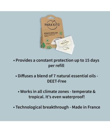 PARA'KITO Mosquito Repellent Bracelet Refill Pellets | Citronella & Peppermint Oils | Hiking & Camping Accessories | Paraben & DEET Free - 3pk x 2 (15 Days Each) - Pack of 3 - Buy Online on GoSupps.com