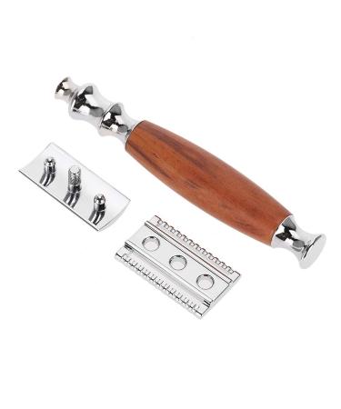Dekaim Manual Shaver Classic Men Non-Slip Wooden Handle Dual Blade Shaver Vintage Style Manual Shaver(Mahogany)