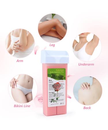 Roll-On Wax Warmer Kit for Hair Removal - Painless Waxing for Eyebrow, Face, Body - Includes Rose & Pink Cartridges - Home Waxing Kit - Buy Online on GoSupps.com