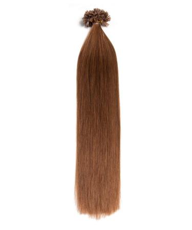 Gold -brown keratin bonding extensions 100% remy real hair human hair - 50x 1g 45cm smooth strands - long hair with keratin bondings U -tip hair elongation hair compression color:#8 golden brown