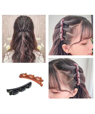 SHUNMEIL 6PCS Double Bangs Hairstyle Hairpin Set - Woven Large Hair Accessories - Headband Hair Bands in Black, Brown, and Pink - Buy Online on GoSupps.com
