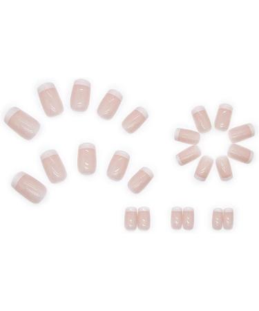 JUSTOTRY 24 Pcs Medium French Press on Nails - Glossy Nude False Nails with Nail Glue - Squoval Design for Women and Teens - Square Stick on Nails for Girls - Nail Art - Buy Online on GoSupps.com