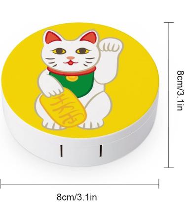 Good Lucky Cat Character Round Case For Contact Lens Kit Storage Box with Mirror Printed - Buy Online on GoSupps.com