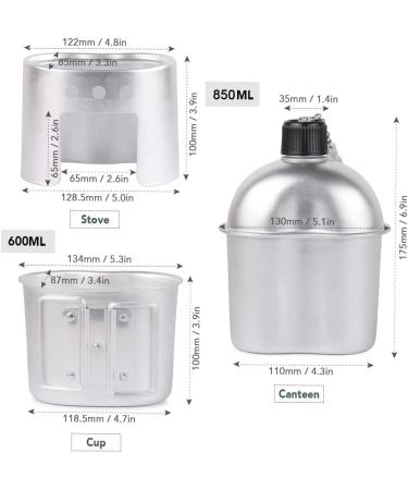 Portable Military Canteen Cup Stove Pouch Set for Camping & Hiking - 4Pcs/Set - Buy Online on GoSupps.com