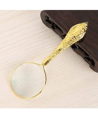 Magnifying 5X Gold 45mm Diameter Magnifier Glass Lens Metal Glass Mirror Flower Magnifier Complex Pattern Handle Magnifying Glass Loupe Good Times - Buy Online on GoSupps.com