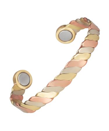 Enermagix magnetic copper bracelets for men and women 99.9 % solid copper magnetic cuffs with powerful magnets (3523 Gauss each)