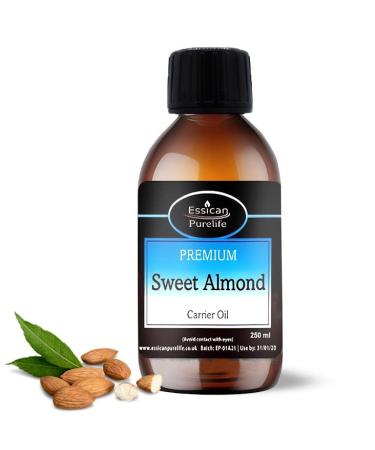 Sweet Almond Oil for Hair Pure Almond Oil for Skin Pure Almond Carrier Oil Carrier Oil for Essential Oils Mixing Almond Oil for Ears Face Sweet Almond Oil for Skin Carrier Oil for Hair - 250ml Almond 250.00 ml (Pack of 1)
