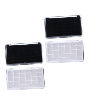 Beatifufu 4pcs Box Empty Eye Shadow Box Square Griddle Pan Eyeshadow Pallet Diy Eye Shadow Case Pigment Blush 11.5x6.7cm As Shown