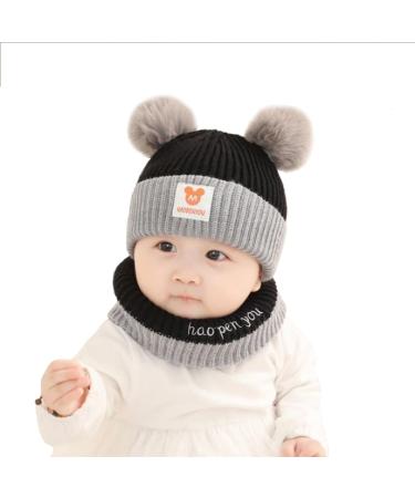 Clysburtuony Newborn Handmade Hat Knitted Crochet Cap for Babies (0-3 Months) Infants' Big Bow Headwrap One Size-12 Months Black