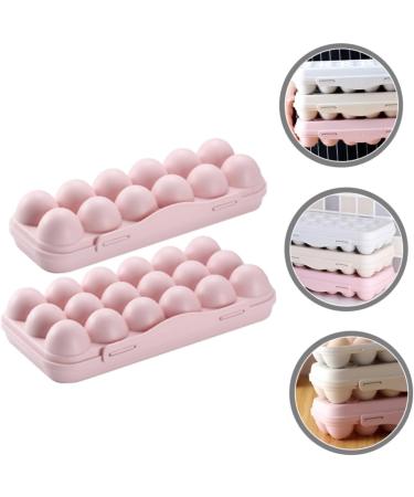 PRETYZOOM 2pcs Fridge Egg Organizer 18 Egg Holder for Refrigerator Dispenser Seasoning Superimposed re-usable Pink 30x15cm - Buy Online on GoSupps.com