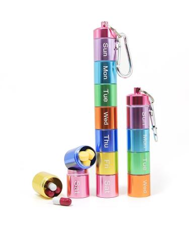 1 PCS Rainbow Metal Pill Organizer- Compact and Durable Medicine Organizer