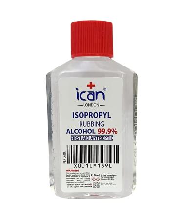 ican london isopropyl rubbing Alcohol 99.9% First aid Antiseptic Disinfectant 50ml travel size 50 ml (Pack of 1)