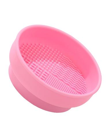 HAPINARY Makeup Brush Cleaning Cup Makeup Brush Cleaner Pad Makeup Brush Cleaning Pad Makeup Brush Cleaner Bowl Makeup Brush Cleaner Mat Silicone Brush Powder Puff Silica Gel Pink