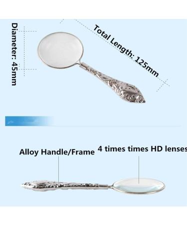 Mini Glass Handheld Retro Reading Magnifier 4X HD Lens Diameter 45mm Metal Handle Old Man Child Student Good Times - Buy Online on GoSupps.com