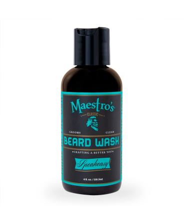 Maestro's Classic BEARD WASH | Anti-Itch, Deep Cleaning, Non-Drying, Fully Hydrating Gentle Cleanser For All Beard Types & Lengths- Speakeasy blend, 4 Ounce Speakeasy 4 Ounce