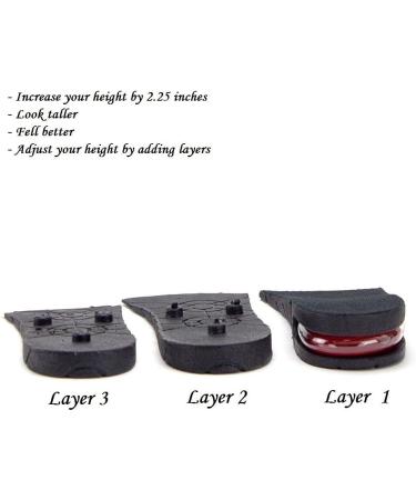 Height Increasing Insoles for Men and Women - 3-Layer Air-Up Elevator Shoes Lift Kit with Arch Support - 2.25 Black - Buy Online on GoSupps.com