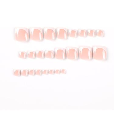 24Pieces Fake French Toe Nails Set Press On Short Square Kits Wearable False Nails Fashion Feet Tips Art False Nails Toe Nails Flat Shape Wearable Nails - Buy Online on GoSupps.com