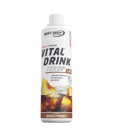 Best Body Nutrition Vital Drink Zerop - iced peach original beverage concentrate - syrup - sugar -free 1:80 results in 40 liters of finished drink 500 ml iced penny 500 ml (1 Pack)