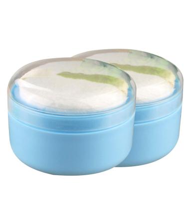 Solustre 2 piece of powder box empty with powder quaste can with powder sponge baby powder can tile talcum powder face powder container newborn toddlers women women storage case blue