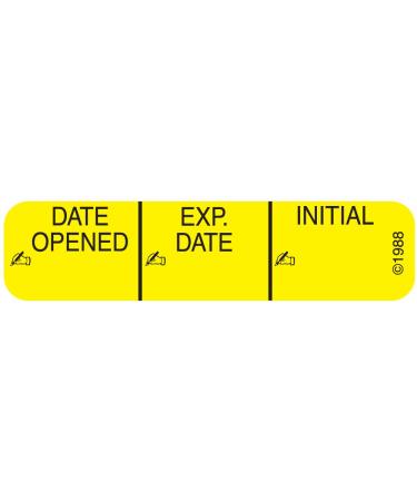 PHARMEX 1-370 Permanent Paper Label Date Opened 1 9/16 x 3/8 Yellow (500 per Roll 2 Rolls per Box)