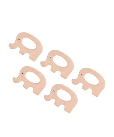 Tnfeeon Elephant Wooden Teething Ring - 5 Eco-Friendly Baby Bite Toys for Pain Relief | DIY Natural Wood Accessories for Toddlers - Buy Online on GoSupps.com