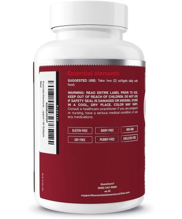 Essential Elements Omega-3 Fish Oil Supplement with EPA & DHA | Fatty Acids for Immune Heart & Cognitive Support | 60 Softgels - Buy Online on GoSupps.com