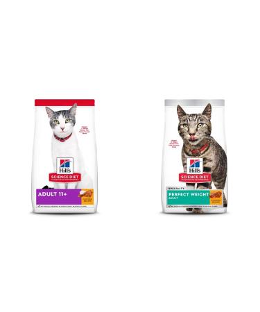 Hill's Science Diet Adult 11+ Chicken Recipe Dry Cat Food | Perfect Weight Chicken Recipe Cat Food Bundle