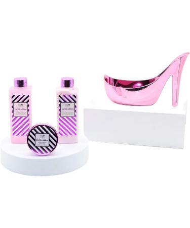 Luxurious Natural Shoe Bath Gift Set - Purple Edition - Moisturizing Body Lotion Premium Bath Gel and Hand Cream