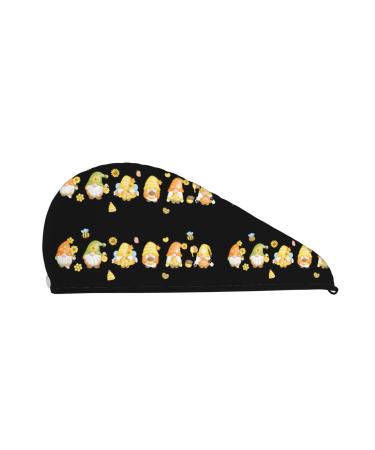 Bee Happy Sunflower Gnomes Microfiber Hair Towel Soft Super Absorbent Hair Towel Wrap for Women Coral Velvet Quick Dry Hair Cap for Long Curly and Thick Hair