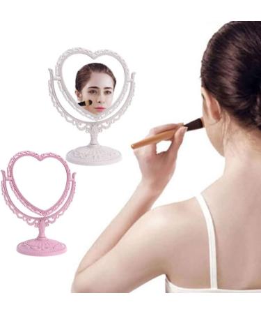 Hiinice Heart Shaped Rotatable Double Sided Makeup Mirror - Beige - Buy Online on GoSupps.com