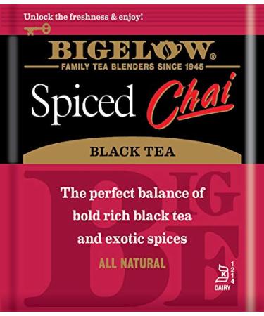 Bigelow Spiced Chai Black Tea - Caffeinated, 120 Tea Bags (6 Packs of 20) - Buy Online on GoSupps.com