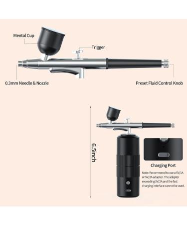 Hoadoek Airbrush Kit with Compressor High Pressure Airbrush Set with 0.3mm Nozzle Airbrush for Nails Makeup Easy Install Black - Buy Online on GoSupps.com
