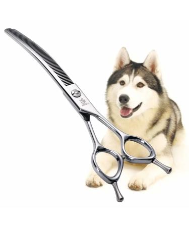 Fenice Peak Dog Grooming Shears Curved Thinning Scissors for Dogs and Cats Face Body Trimming Shears 440C 7.5'' v-shaped teeth 7.5''