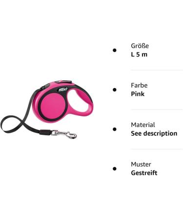 Flexi New Comfort L Belt 5m Pink for Dogs Up to 60kg - Durable & Stylish Dog Leash - Buy Online on GoSupps.com