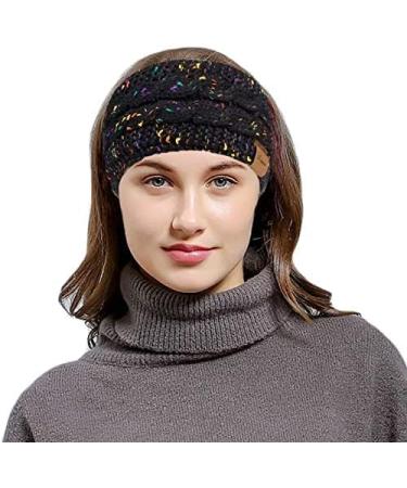 Winter Cable Knit Headbands - Chunky Elastic Thermal Headbands for Women with Twist Lining and Velvet - Confetti Knitted Headbands for Girls and Ladies (Black/Beige/Color) - Buy Online on GoSupps.com