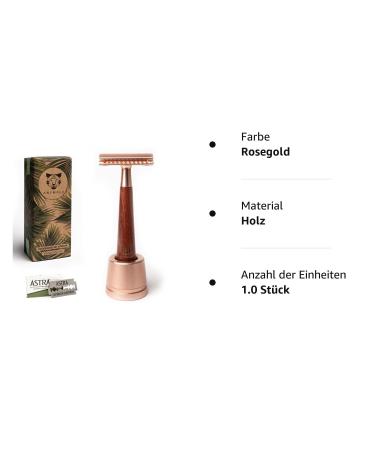 ANYMALE Safety Razor with Wooden Handle & 5 ASTRA Blades - Rose Gold Set for Men & Women | International Shipping - Buy Online on GoSupps.com